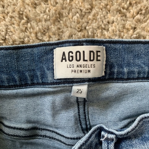 Agolde Los Angeles Premium Classic Blue Distressed Women's Jeans - Picture 5 of 7